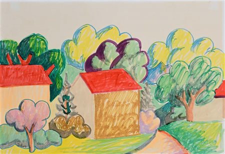 Salvo (Leonforte 1947 - Torino 2015) Paesaggio Firma in basso a sinistra...