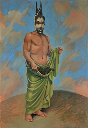 Massimo Livadiotti (Zavia 1959) Uomo con maschera africana 1986 Firma e data...