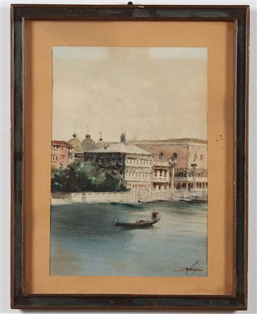 ZAGO GIUSEPPE Venezia. Acquerello su carta. Cm 21,50 x 32,00. Firma in basso...