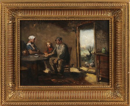 PITTORE FRANCESE DEL XIX SECOLO Senza titolo. Olio su tela . Cm 40,00 x...