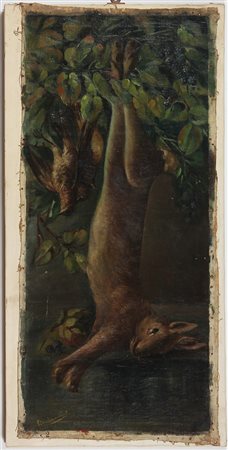 PITTORE DEL XIX SECOLO Coppia di nature morte. Olio su tela . Cm 100,00 x...