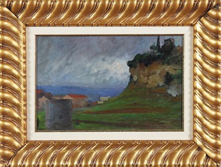 RIZZI EMILIO (1881 - 1952) Paesaggio. Olio su cartone. Cm 40,00 x 30,00....
