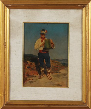 MICHETTI FRANCESCO PAOLO (1851 - 1929) ATTRIBUITO A. Il suonatore. 1870. Olio...