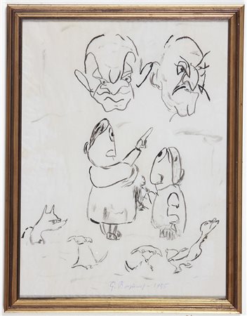 BORGIANNI GUIDO (1915 - 2011) Senza titolo. 1955. Matita su carta. Cm 30,00 x...