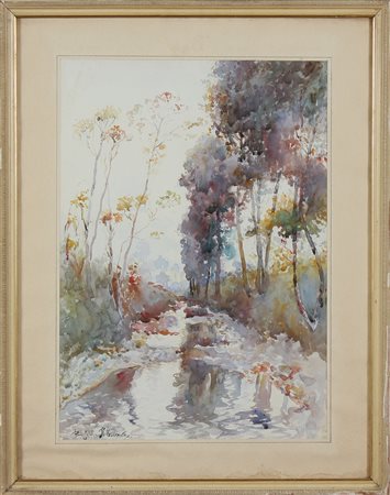 ARTISTA ITALIANO DEL XX SECOLO Il torrente. Tecnica mista su carta. Cm 37,00...