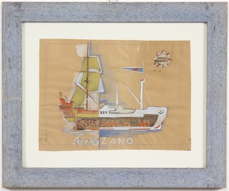 BONETTI UBERTO (1909 - 1993) Cinzano. Tecnica mista su carta. Cm 29,00 x...