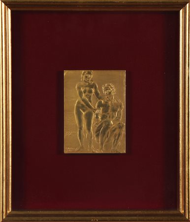 MESSINA FRANCESCO (1900 - 1995) Senza titolo. Rilievo in metallo dorato. Cm...