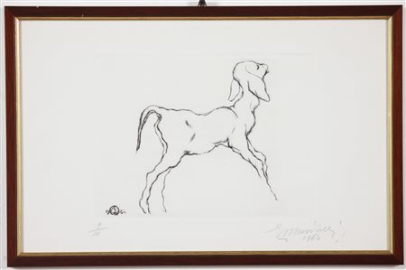 MUSITELLI GIULIO VITO (1901 - 1990) Pecorella. 1964. Acquaforte. Cm 23,00 x...