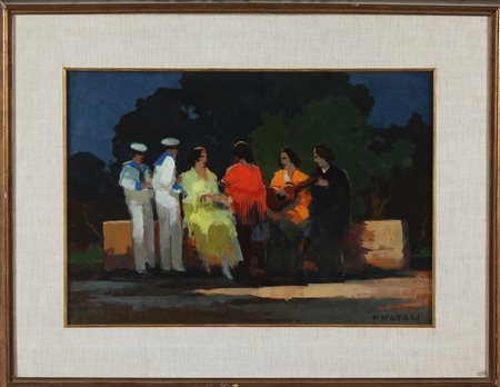 NATALI RENATO (1864 - 1947) Gioco di luci. Olio su tavola. Cm 50,00 x 35,00....