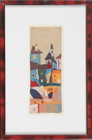 GHELFI LUIGI (n. 1917) Senza titolo. 1957. Collage su tela. Cm 6,50 x 17,50....