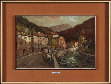 BONANOMI ARTURO (1920 - 2010) Valle brembana. Olio su tavola. Cm 60,00 x...