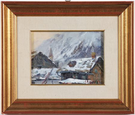 CHIAUDANO BEPPE (n. 1936) Coppia di dipinti. Scorcio ad Entredes, Chiesetta...