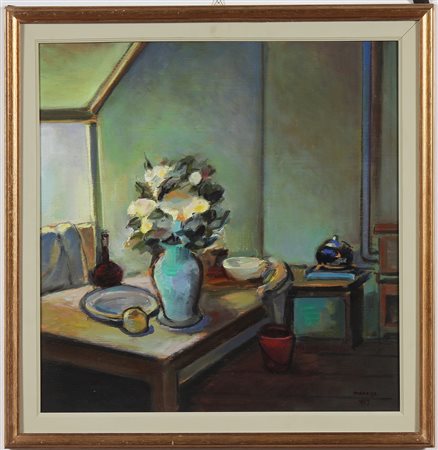 MANASSI ENRICO (n. 1914) Senza titolo. 1983. Olio su tavola. Cm 49,00 x...