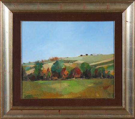 ANONIMO Paesaggio. Olio su tela . Cm 60,00 x 50,00. Firmato Alessandrini in...