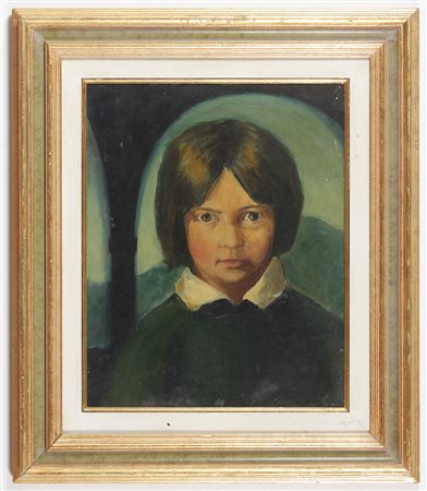 JEROME BOST (n. 1942) Volto di ragazzo. Olio su tela . Cm 40,00 x 50,00....