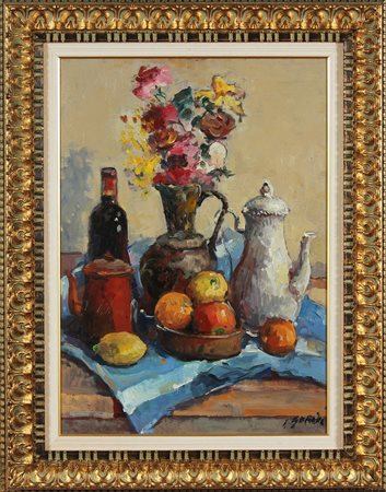 ANTONIO SBRANA (n. 1934) Senza titolo. Olio su tavola. Cm 50,00 x 70,00....