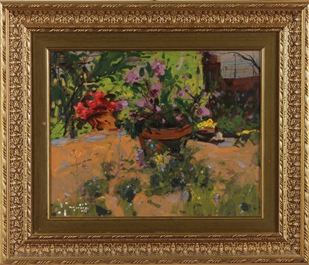 MAZZI ALDO (n. 1937) Senza titolo. Olio su tela . Cm 48,00 x 37,00. Firma in...