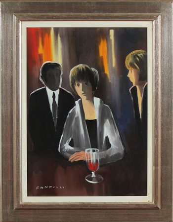 FANTUZZI ELIANO (1909 - 1987) Senza titolo. Olio su tela . Cm 50,00 x 70,00....