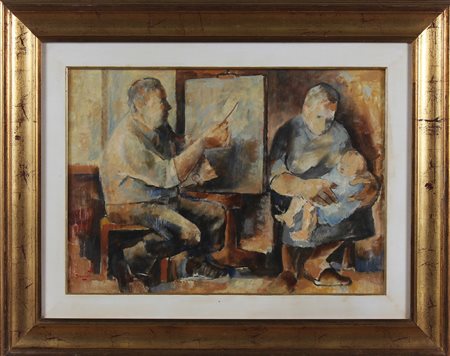 BRAMBATI LUIGI (1925 - 1983) Senza titolo. Olio su tela . Cm 70,00 x 50,00....