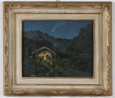 TALAMONI GIUSEPPE (1886 - 1968) Natività. Olio su tavoletta. Cm 28,50 x...