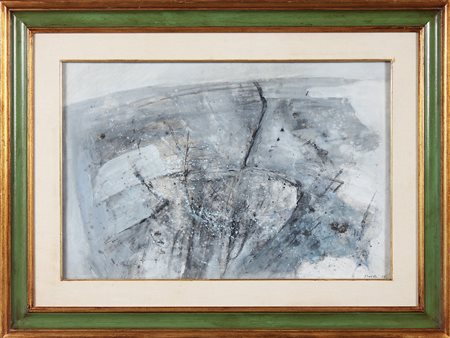 STRADELLA LUIGI (n. 1929) Personaggi in grigio. Olio e tecnica mista su...