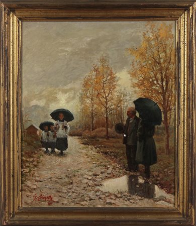 COLONELLO GIUSEPPE (1903 - 1977) Ritorno dalla processione. 1966. Olio su...