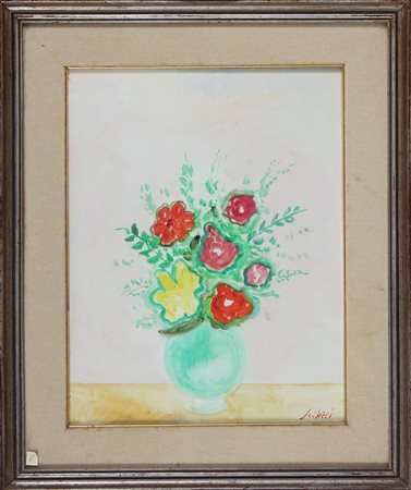 SEIBEZZI FIORAVANTE (1906 - 1975) Vaso di Fiori. Olio su tela . Cm 35,00 x...
