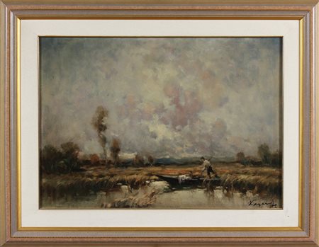 KARPOFF IVAN (1898 - 1970) Senza titolo. Olio su tela . Cm 70,00 x 50,00....