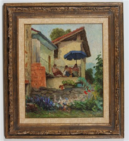 SALERI GABRIELE (n. 1927) Cava vacanze a Neardo. Olio su tela . Cm 60,00 x...