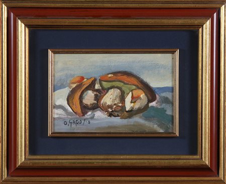 GAROSIO OTTORINO (1904 - 1980) Funghi. Olio su faesite. Cm 30,00 x 20,00....