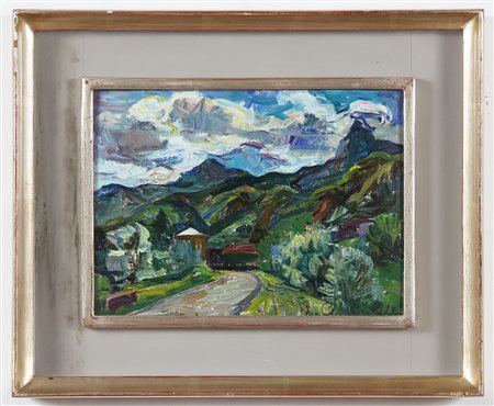 MUSITELLI GIULIO VITO (1901 - 1990) Paesaggio. 1981. Olio su cartone. Cm...