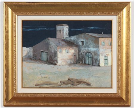 BERGOMI GIACOMO (1923 - 2003) Senza titolo. Olio su faesite. Cm 48,50 x...