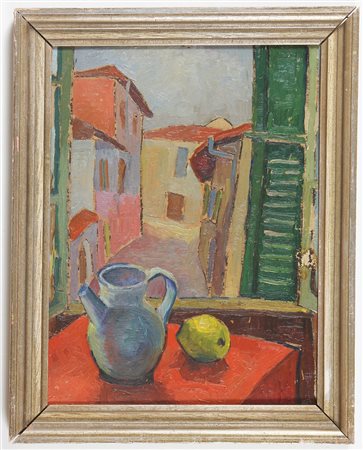 NULLI ANTONIOLI MARIUCCIA (1922 - 2001) Vicolo Nulli, Iseo. Olio su tela . Cm...