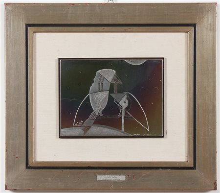 DOVA GIANNI (1925 - 1991) Uccelli sotto le stelle. Incisione su argento. Cm...