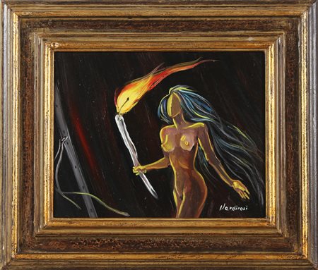 VERDIROSI UMBERTO L' eternità. Olio su tavola. Cm 30,00 x 24,00. Firma in...