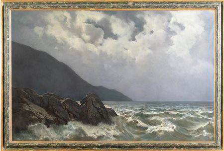 Coriolano Vighi (Firenze 1852 - Bologna 1905), "Mare in tempesta", 1904.