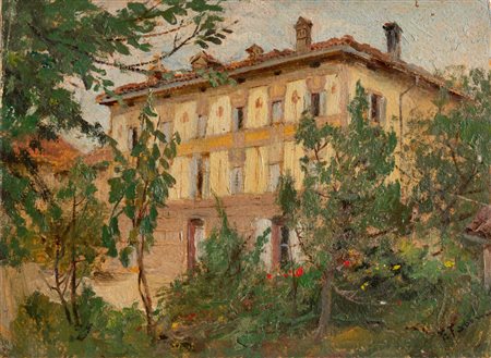 Fabio Fabbi (Bologna 1861 - Casalecchio di Reno 1945), "Villa con giardino".