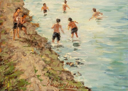 Giuliano Amadori (Bologna 1883 - 1972), "Stagione balneare", 1953.