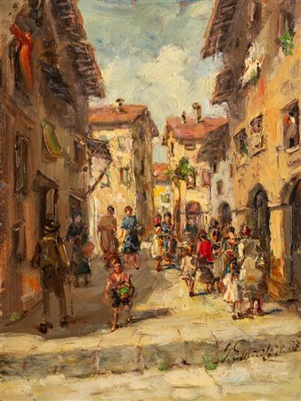 Giuliano Amadori (Bologna 1883 - 1972), "Rione popolare", 1952.