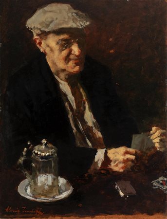 Alessio Issupoff (Viatka 1889 - Roma 1957), "Giocatore di carte".
