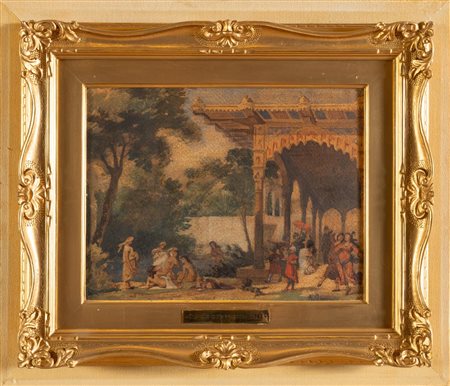 Alberto Pasini (Busseto 1826 - Cavoretto 1899), "Odelische al bagno".