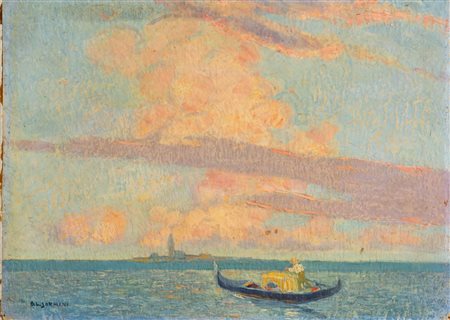 Gian Luciano Sormani (Legnano, 1867 - Verona, 1937),  "Laguna veneta con gondola".