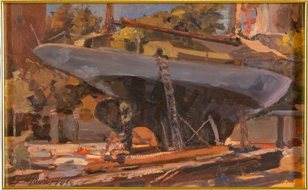 Mauret Grimaldi (XX secolo), "Yacht in cantiers", 1959.