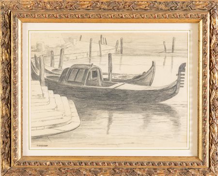 Pietro Fragiacomo (Trieste 1856 - Venezia 1922), "La gondola".