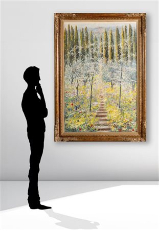 Michele Cascella (Ortona 1892 - Milano 1989), "Ginestre a San Giminiano".