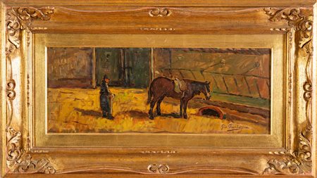 Giovanni Bartolena (Livorno 1866 - 1942), "Scena contadina".