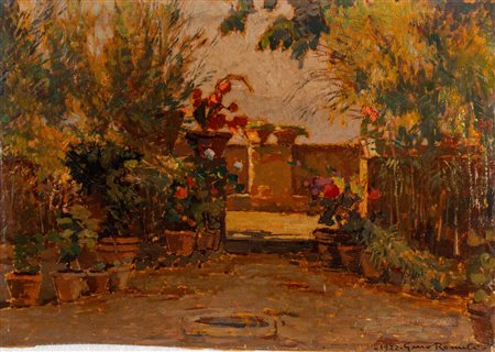 Gino Romiti (Livorno 1881 - 1967), "Il giardino", 1922.