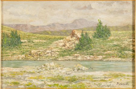 Anonimo del XX secolo,"Paesaggio fluviale".