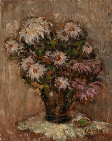 Ettore Montanari (Modena 1873 - 1962), "Vaso con fiori", 1927.