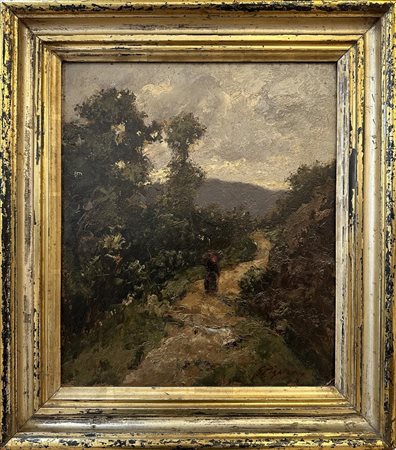 Guglielmo Pizzirani (Bologna 1886 - 1971), "Viottolo a sera dopo la pioggia", 1924.